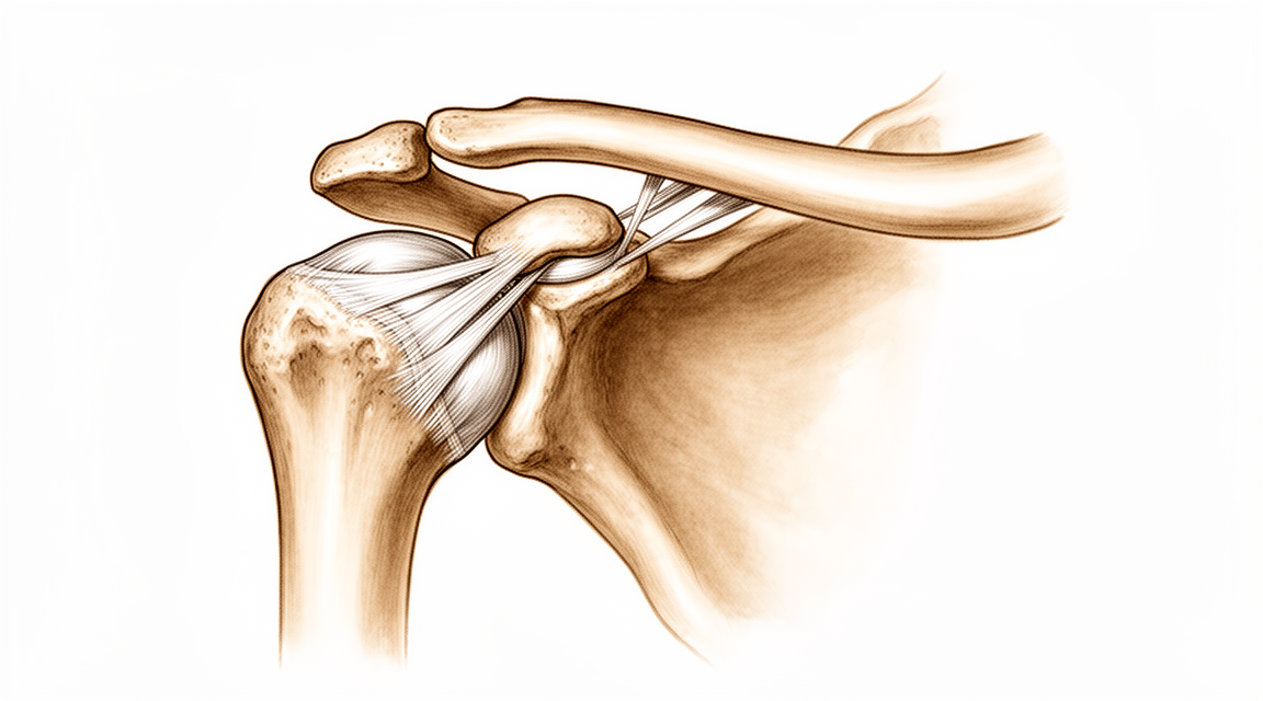 Illustration of the acromioclavicular joint at the top of the shoulder.