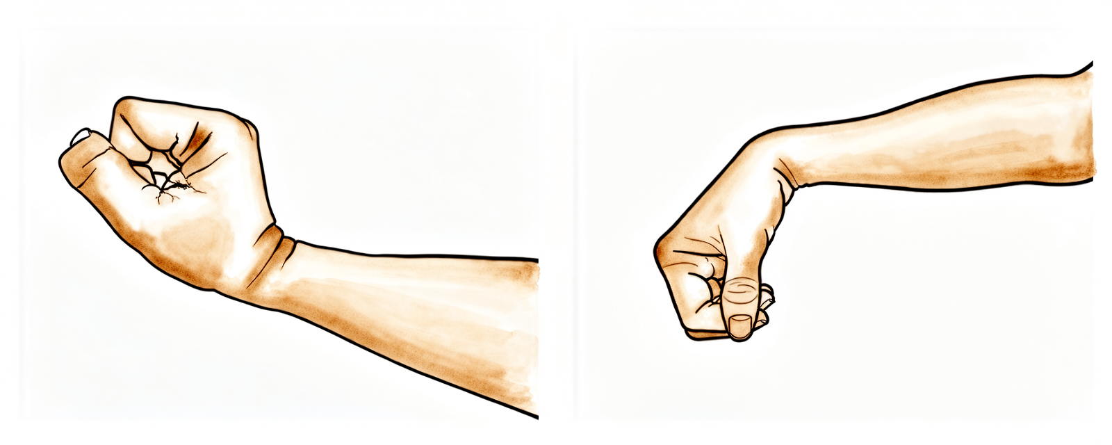 Bend the wrist forwards, backwards and side to side.