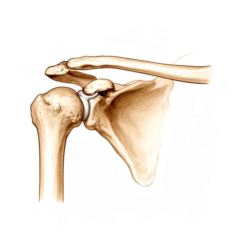 Illustration of the outer end of the collarbone at the acromioclavicular joint.