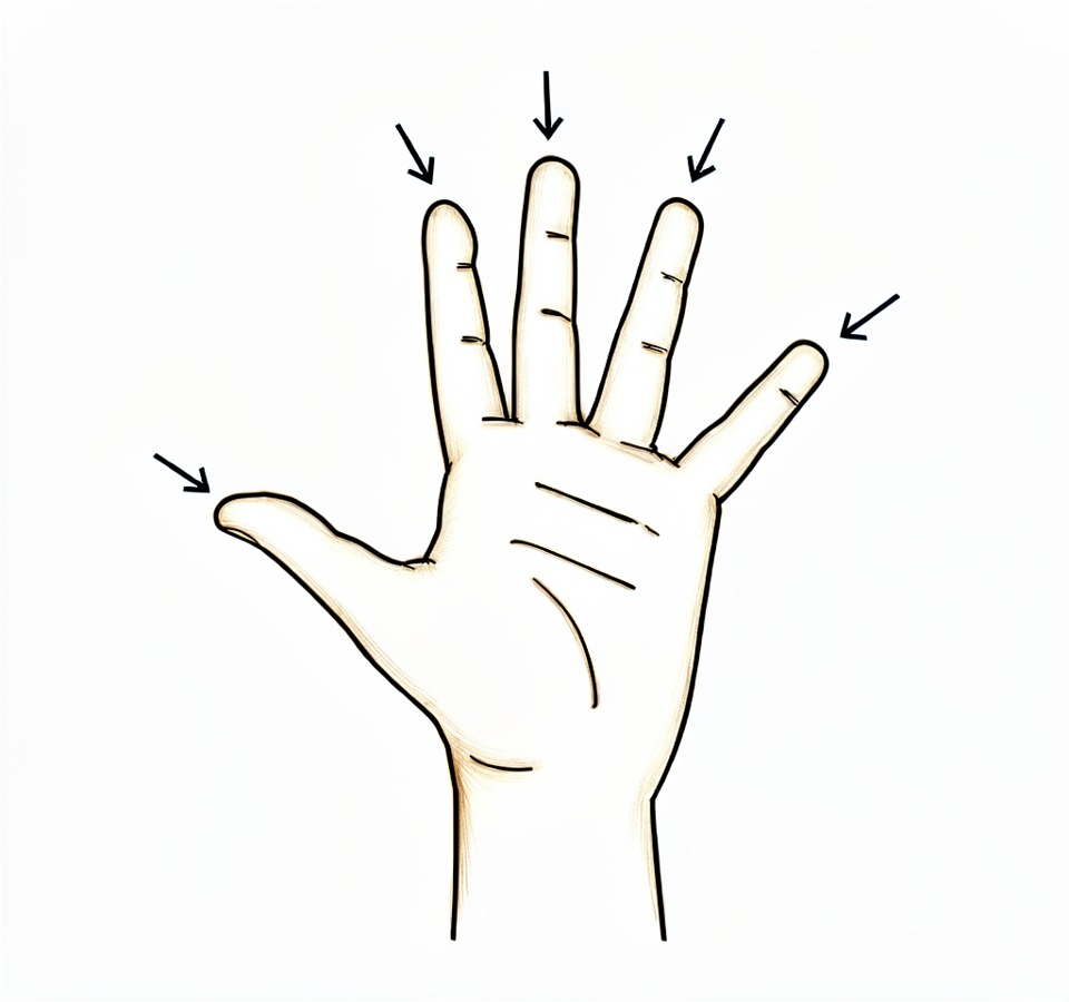 Straighten and spread the fingers with the wrist straight.
