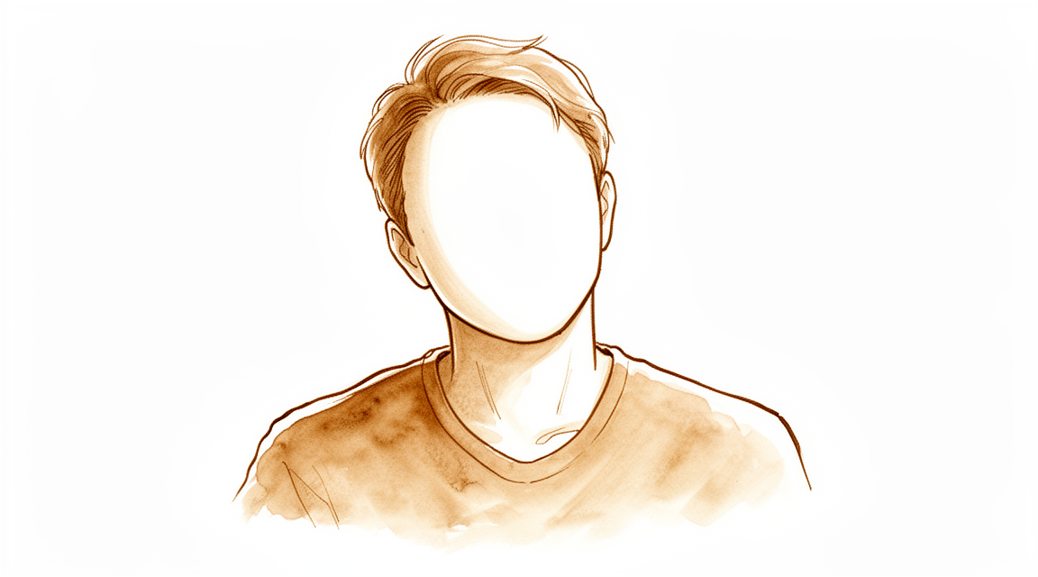 A hand-drawn illustration of a calm relaxed faceless person.