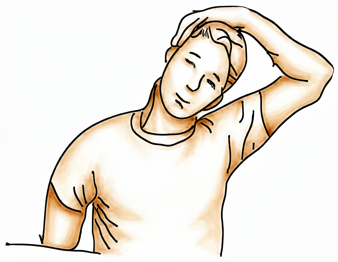 Tilt the ear towards the opposite shoulder using the other hand.