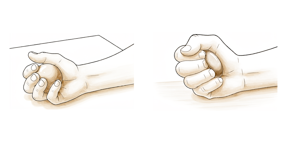 Squeeze a soft ball in the hand.