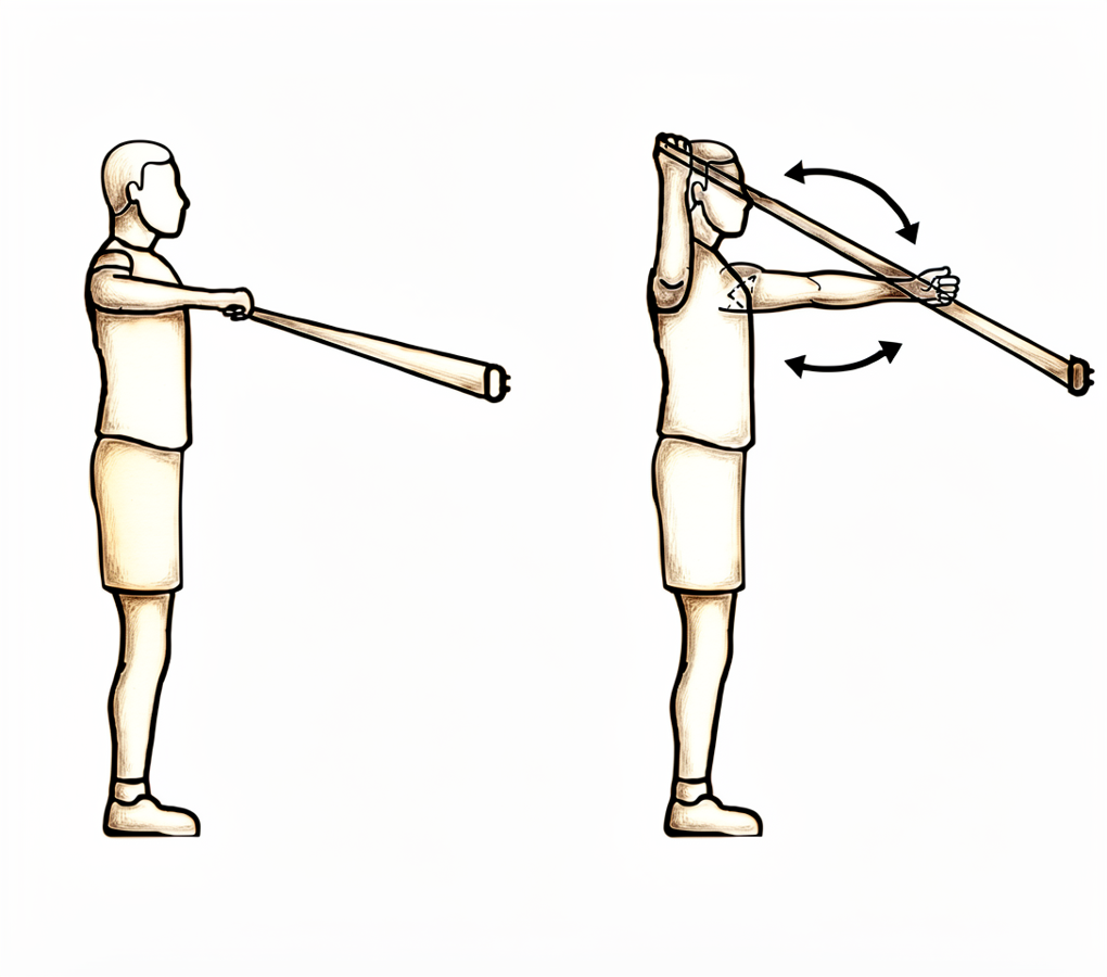 Band external rotation with the arm raised to shoulder height out to the side and the elbow bent.