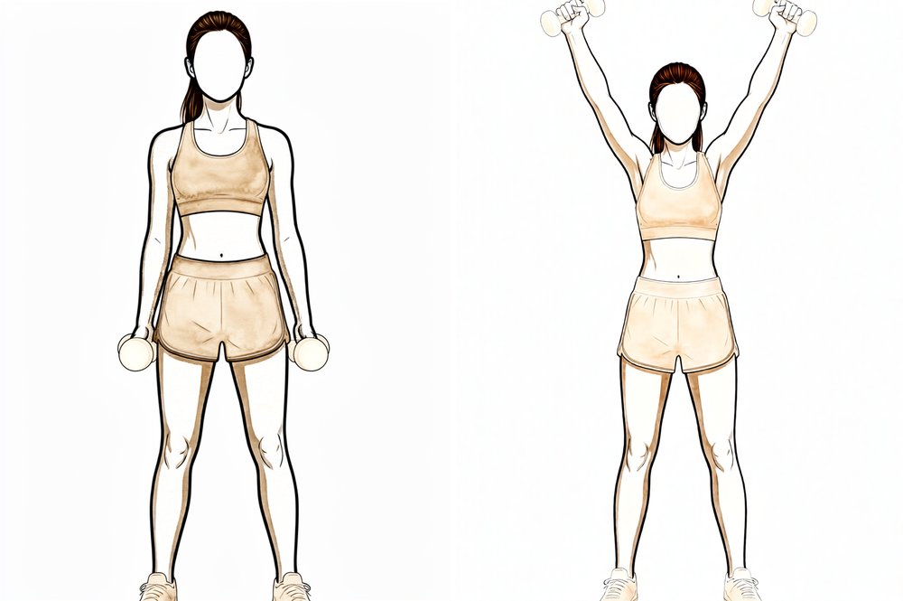 Raising the arm with the thumb up, progressing above shoulder height with a light weight.
