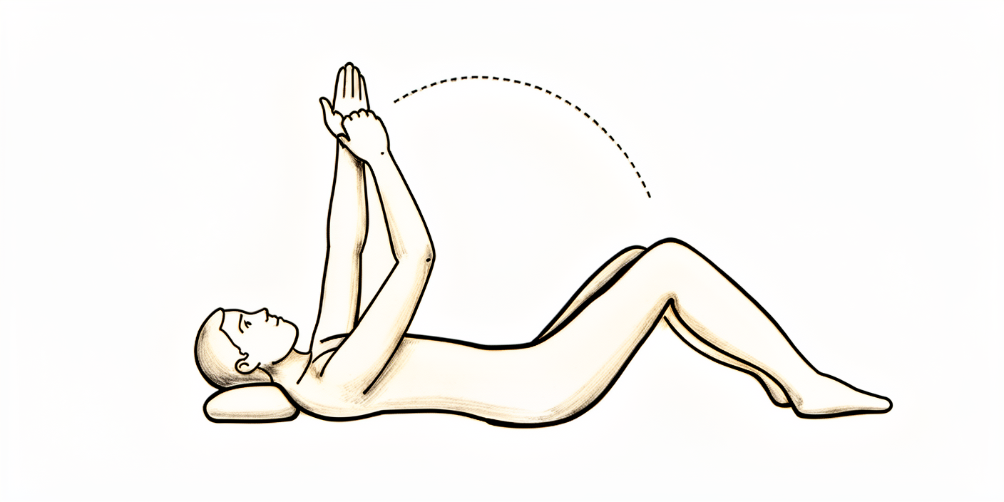 Cradle the operated arm with the other arm and lift it upwards in front, seated or lying on the back.