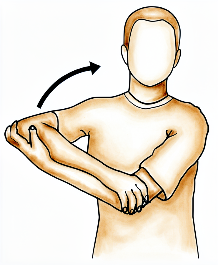 Cradle the operated arm and help it out to the side.