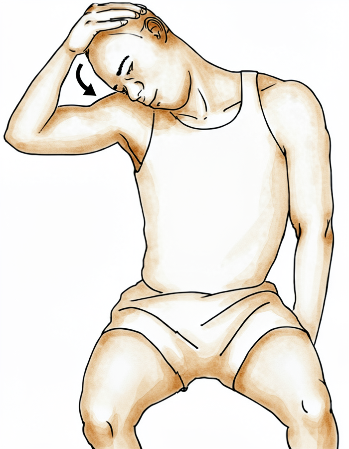 Bring the nose down toward the armpit.