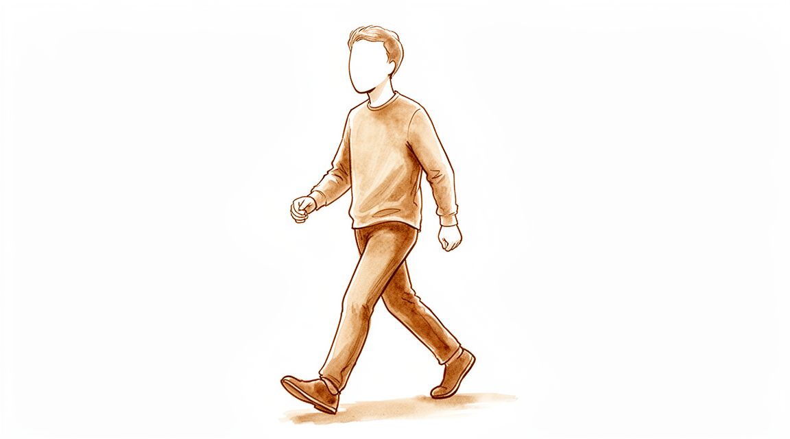 A person walking briskly.