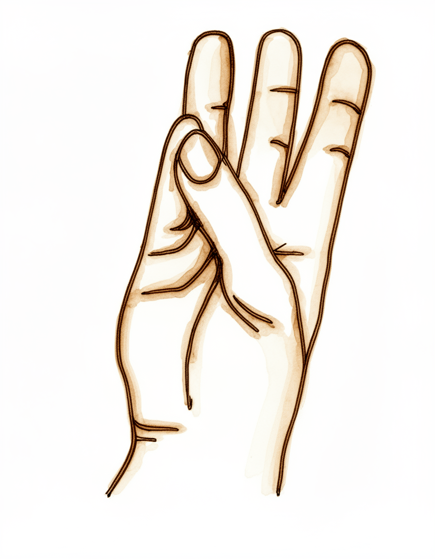 The tip of the thumb touching the tip of the index finger.
