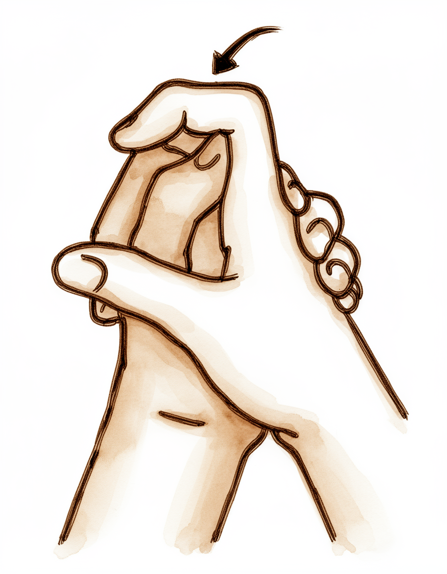 The fingers bending into a hook position